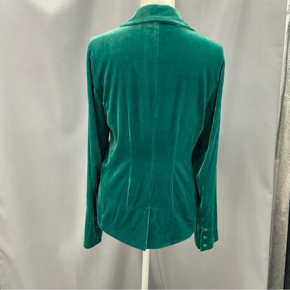 For Love & Lemons Viva Emerald Silk Blend Velvet Blazer Size Small - Picture 9 of 14